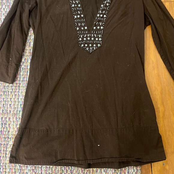 New York & Company Brown Tunic with Embellished Neckline - Picture 4 of 6
